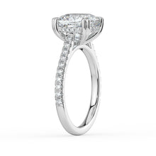 The Cara Ring - Cushion Cathedral with Hidden Halo & Pavé Band