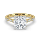The Cara Ring - Cushion Cathedral with Hidden Halo & Pavé Band
