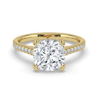 The Cara Ring - Cushion Cathedral with Hidden Halo & Pavé Band