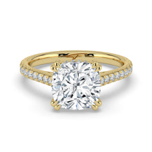 The Cara Ring - Cushion Cathedral with Hidden Halo & Pavé Band