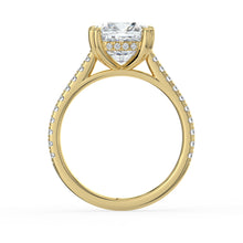 The Cara Ring - Cushion Cathedral with Hidden Halo & Pavé Band