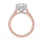 The Aquila Ring – Cushion Cathedral with Hidden Halo & Pavé Bridge in 14K White Gold and Rose Gold – The Jewel Concierge