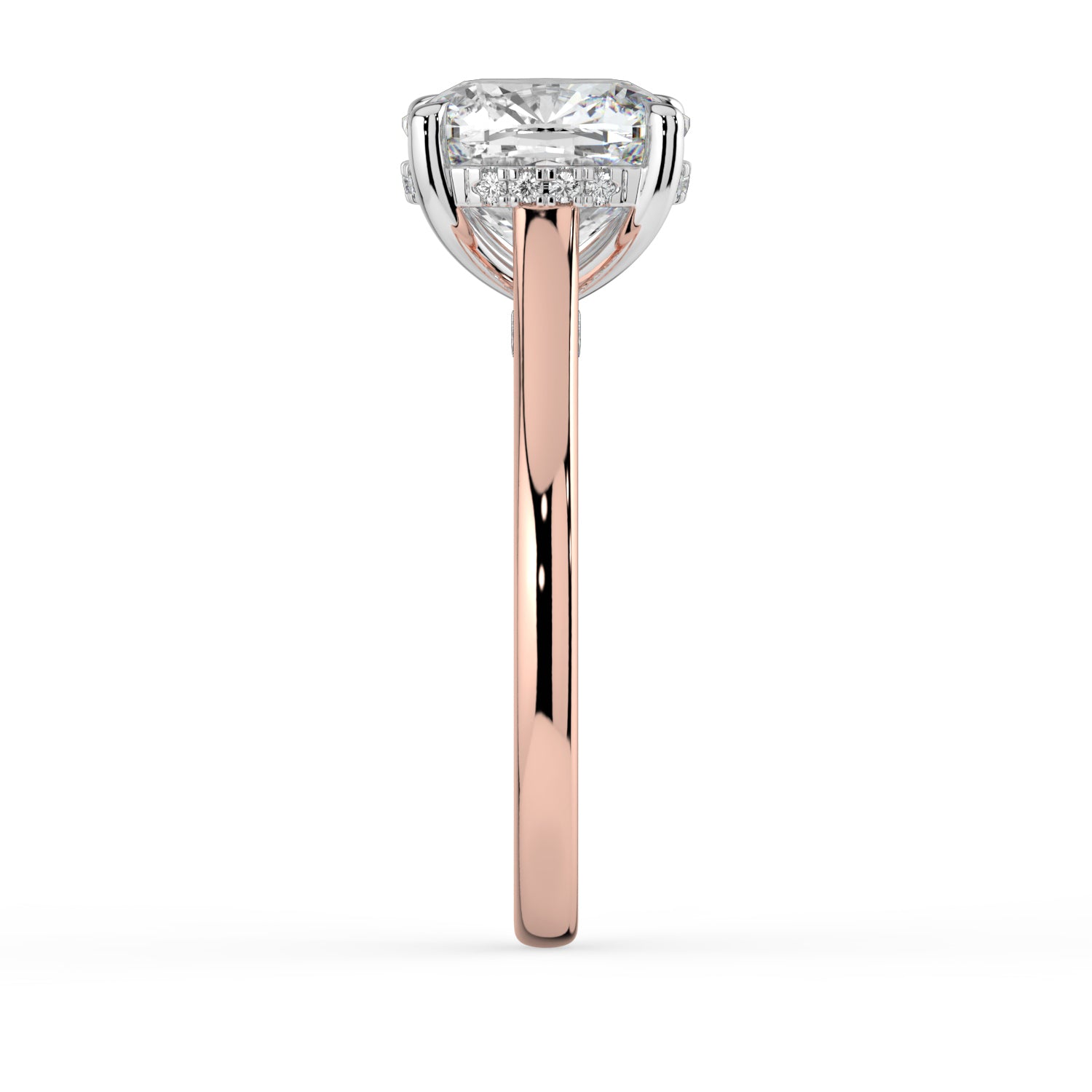 The Aquila Ring – Cushion Cathedral with Hidden Halo & Pavé Bridge in Platinum – The Jewel Concierge