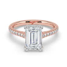 The Cara Ring - 2.00 ct. Emerald Cathedral with Hidden Halo & Pavé Band