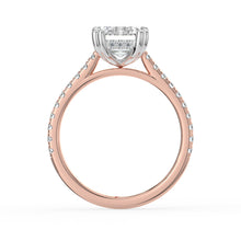 The Cara Ring - 2.00 ct. Emerald Cathedral with Hidden Halo & Pavé Band