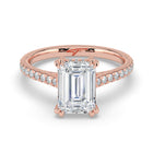 The Cara Ring - 2.00 ct. Emerald Cathedral with Hidden Halo & Pavé Band