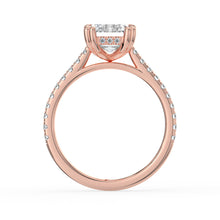The Cara Ring - 2.00 ct. Emerald Cathedral with Hidden Halo & Pavé Band