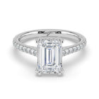 The Cara Ring - 2.00 ct. Emerald Cathedral with Hidden Halo & Pavé Band