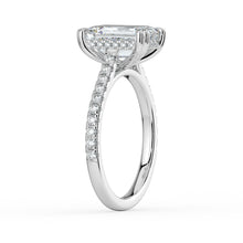 The Cara Ring - 2.00 ct. Emerald Cathedral with Hidden Halo & Pavé Band