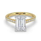 The Cara Ring - 2.00 ct. Emerald Cathedral with Hidden Halo & Pavé Band