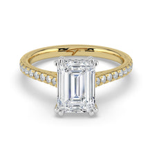 The Cara Ring - 2.00 ct. Emerald Cathedral with Hidden Halo & Pavé Band
