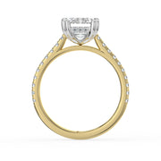 The Cara Ring — Emerald Cathedral with Hidden Halo & Pavé Band Lab-Grown Diamond Engagement Ring in Two-Tone Yellow and White Gold | The Jewel Concierge