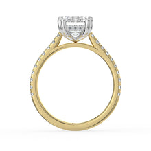 The Cara Ring - 2.00 ct. Emerald Cathedral with Hidden Halo & Pavé Band