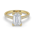 The Cara Ring - 2.00 ct. Emerald Cathedral with Hidden Halo & Pavé Band