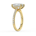 The Cara Ring - 2.00 ct. Emerald Cathedral with Hidden Halo & Pavé Band