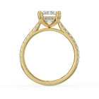 The Cara Ring - 2.00 ct. Emerald Cathedral with Hidden Halo & Pavé Band