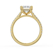 The Cara Ring — Emerald Cathedral with Hidden Halo & Pavé Band Lab-Grown Diamond Engagement Ring in Yellow Gold | The Jewel Concierge