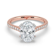 The Cara Ring — Oval Cathedral with Hidden Halo & Pavé Band Lab-Grown Diamond Engagement Ring in Two-Tone Rose and White Gold | The Jewel Concierge