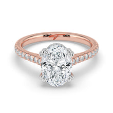 The Cara Ring - Oval Cathedral with Hidden Halo & Pavé Band