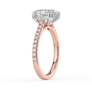 The Cara Ring — Oval Cathedral with Hidden Halo & Pavé Band Lab-Grown Diamond Engagement Ring in Two-Tone Rose and White Gold | The Jewel Concierge