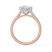 The Cara Ring — Oval Cathedral with Hidden Halo & Pavé Band Lab-Grown Diamond Engagement Ring in Two-Tone Rose and White Gold | The Jewel Concierge