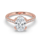 The Cara Ring - Oval Cathedral with Hidden Halo & Pavé Band