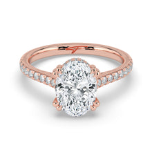The Cara Ring - Oval Cathedral with Hidden Halo & Pavé Band
