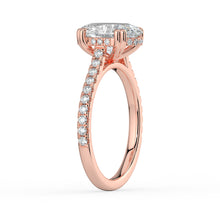 The Cara Ring - Oval Cathedral with Hidden Halo & Pavé Band