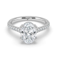 The Cara Ring - Oval Cathedral with Hidden Halo & Pavé Band
