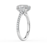 The Cara Ring — Oval Cathedral with Hidden Halo & Pavé Band Lab-Grown Diamond Engagement Ring in White Gold | The Jewel Concierge