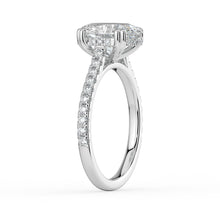The Cara Ring - Oval Cathedral with Hidden Halo & Pavé Band