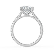 The Cara Ring — Oval Cathedral with Hidden Halo & Pavé Band Lab-Grown Diamond Engagement Ring in White Gold | The Jewel Concierge