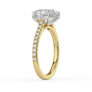 The Cara Ring — Oval Cathedral with Hidden Halo & Pavé Band Lab-Grown Diamond Engagement Ring in Two-Tone Yellow and White Gold | The Jewel Concierge