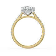 The Cara Ring — Oval Cathedral with Hidden Halo & Pavé Band Lab-Grown Diamond Engagement Ring in Two-Tone Yellow and White Gold | The Jewel Concierge