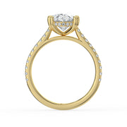 The Cara Ring — Oval Cathedral with Hidden Halo & Pavé Band Lab-Grown Diamond Engagement Ring in Yellow Gold | The Jewel Concierge