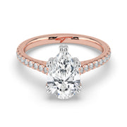 The Cara Ring – Pear Cathedral with Hidden Halo & Pavé Band – The Jewel Concierge