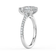 The Cara Ring – Pear Cathedral with Hidden Halo & Pavé Band in 18K White Gold – The Jewel Concierge