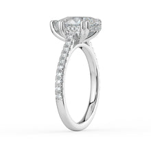 The Cara Ring - Pear Cathedral with Hidden Halo & Pavé Band