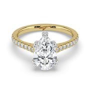 The Cara Ring – Pear Cathedral with Hidden Halo & Pavé Band – The Jewel Concierge