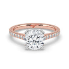 The Cara Ring - Round Cathedral with Hidden Halo & Pavé Band