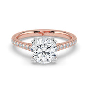 The Cara Ring – Round Cathedral with Hidden Halo & Pavé Band – The Jewel Concierge