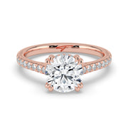 The Cara Ring – Round Cathedral with Hidden Halo & Pavé Band – The Jewel Concierge