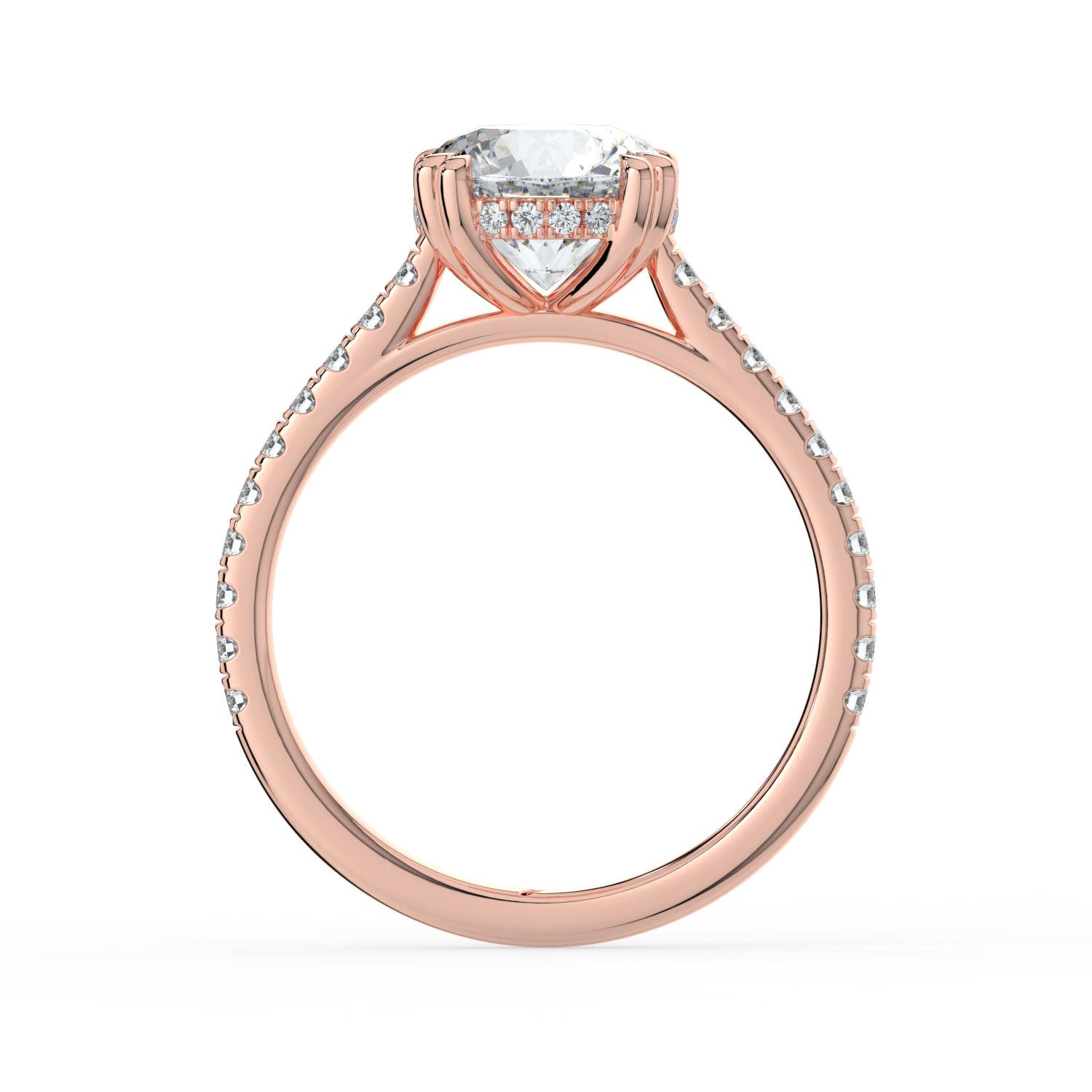 The Cara Ring - Round Cathedral with Hidden Halo & Pavé Band