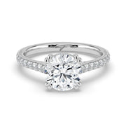The Cara Ring – Round Cathedral with Hidden Halo & Pavé Band – The Jewel Concierge