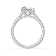 The Cara Ring – Round Cathedral with Hidden Halo & Pavé Band in 14K White Gold and Yellow Gold – The Jewel Concierge