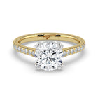The Cara Ring - Round Cathedral with Hidden Halo & Pavé Band