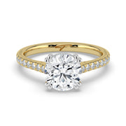 The Cara Ring – Round Cathedral with Hidden Halo & Pavé Band – The Jewel Concierge