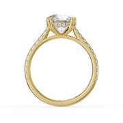 The Cara Ring – Round Cathedral with Hidden Halo & Pavé Band in 14K Rose Gold – The Jewel Concierge