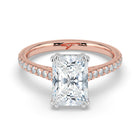 The Cara Ring — Radiant Cathedral with Hidden Halo & Pavé Band Lab-Grown Diamond Engagement Ring in Two-Tone Rose and White Gold | The Jewel Concierge