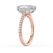 The Cara Ring — Radiant Cathedral with Hidden Halo & Pavé Band Lab-Grown Diamond Engagement Ring in Two-Tone Rose and White Gold | The Jewel Concierge
